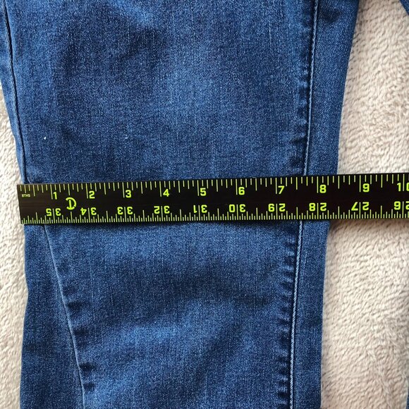 Womens Bib Overalls Large Blue Denim Flare Leg Vintage Medium Wash Casual Y2K - Picture 8 of 16